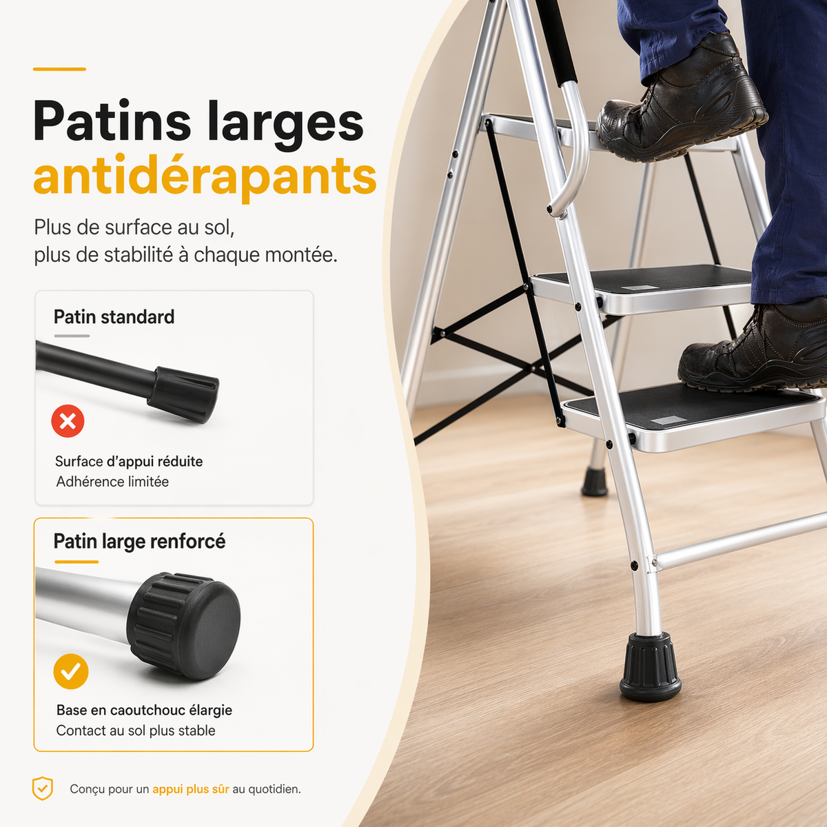 MaxiStep Pro 4, échelle pliante 4 marches, stabilité renforcée