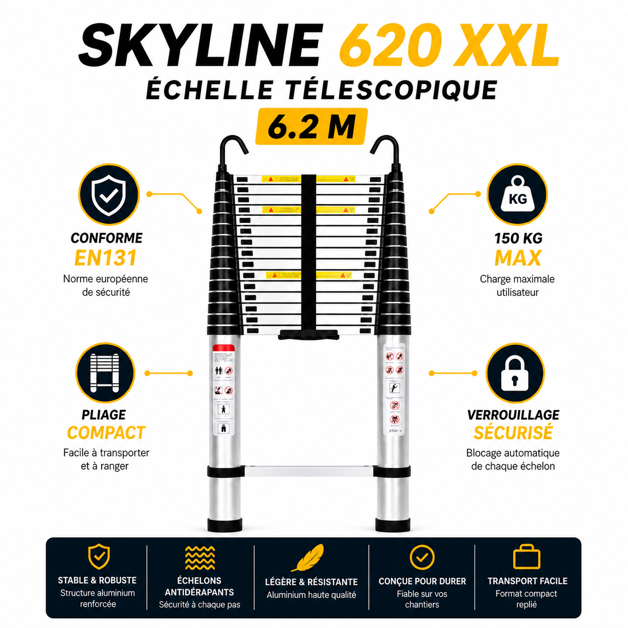 Echelle Telescopique 6,2 m Skyline 620 XXL