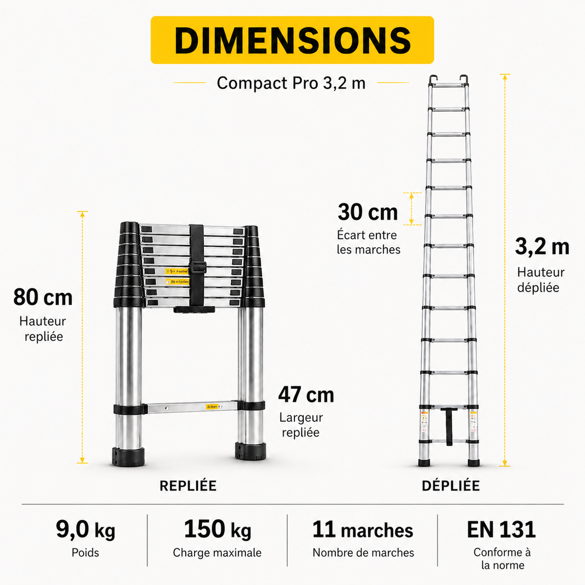 Pro 320 HR Échelle Télescopique 3,2 m