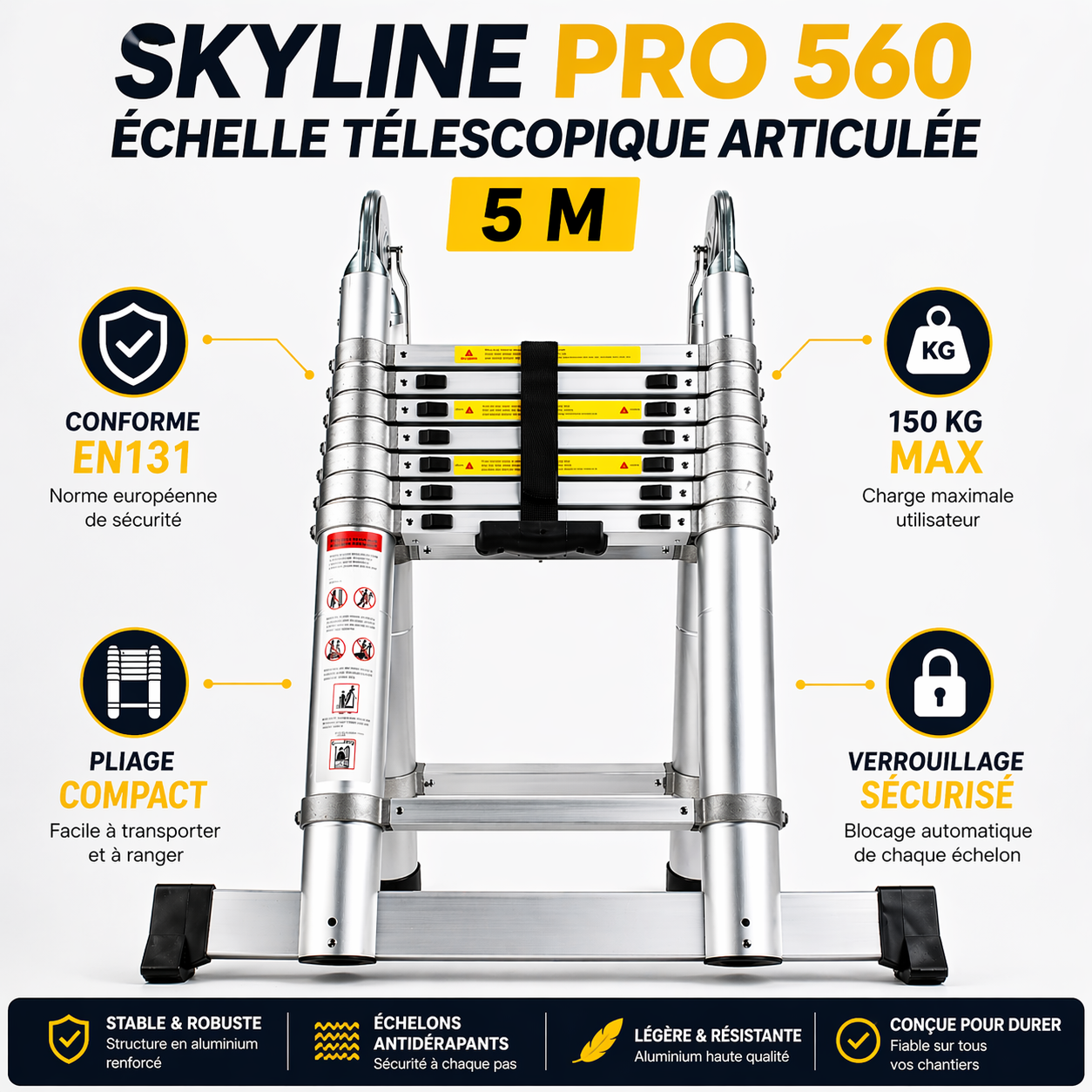 Skyline Pro 560, échelle télescopique multifonction 4 en 1 5,6 m