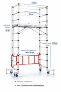 SkyDeck Titan 3M Échafaudage roulant télescopique
